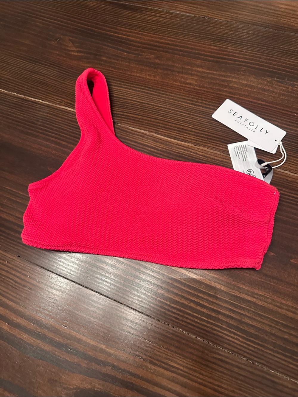 Seafolly One-Shoulder Bikini Top in Hot Pink